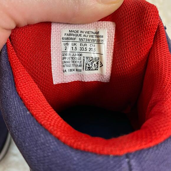 Converse All Star Slip On Sneakers Junior Size 2 Unisex Red White and Blue Shoes - Picture 8 of 11